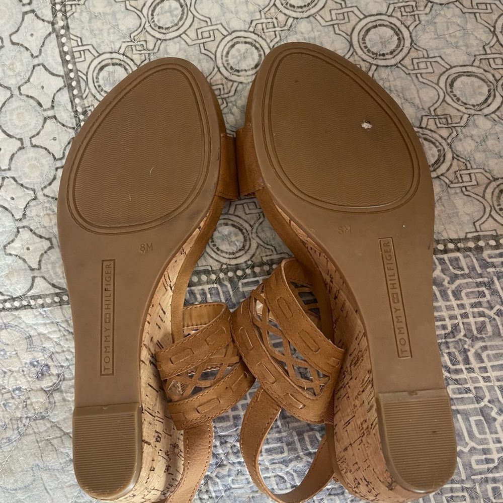 Tommy Hilfiger Tan Suede Open-Toe Ankle Strap Sandals - Picture 3 of 3